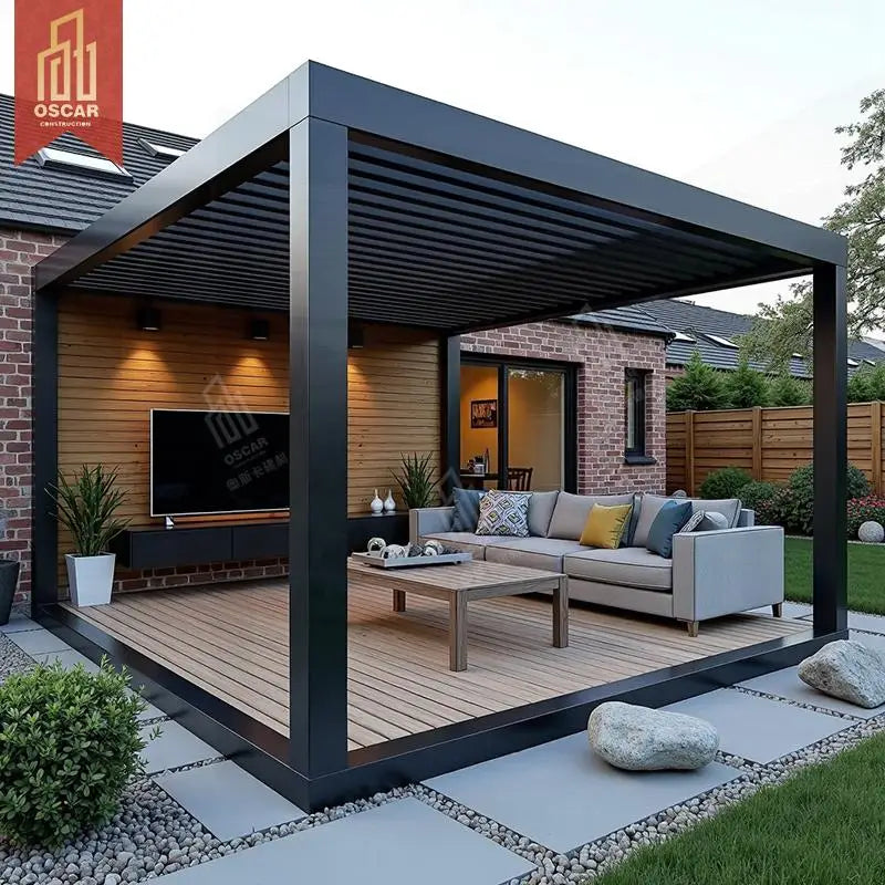 Motorized Patio Gazebo Garden Furniture Sets Automatic Modern Outdoor Backyard Poolside Party Pergola