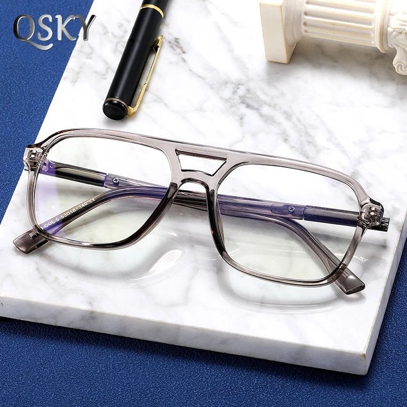 2025 High Quality Male Anti Reflection Double Bridge Metal Blue Light Blocking Glasses Men Eyeglass Frame Anti Blue Light