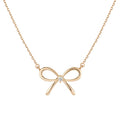 Wholesale Custom Chains Zircon 925 Silver Korean Bow Necklace Fine Jewelry Pendant Necklaces for Women