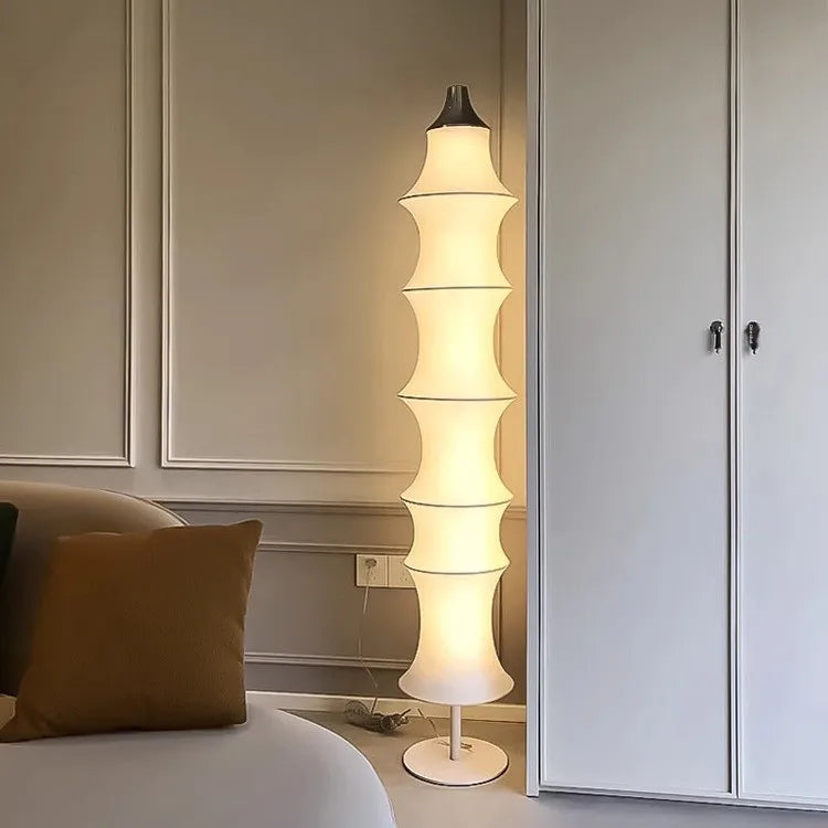 Modern French Wabi-Sabi Style Silk Floor Lamp LED Iron Body for Bedroom Living Room Decorative Atmosphere Lighting