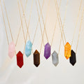 Real Stone Necklace Stainless Steel Chain Bullet Shape Healing Point Turquoise Crystal Quartz Natural Stones Necklace