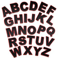 5cm High Embroidered Patches Black Twill With Red Thread Embroidered Iron on Hoodie Alphabet Letter Patch