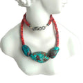 Natural Turquoise spiny oyster Necklace 925 Sterling Silver gemstone jewelry Long Boho Necklace