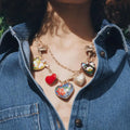 2025 New Arrival Fashion Jewelry Multi Layer Stacked Love Chili Bead Collar Chain Sun Bird Shell Pearl Pendant Heart Necklaces