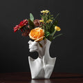Modern Creative White Human Head Sculpture Ceramic Vase Home Hotel Art Decoration Wholesale