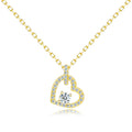 Gold Plated Heart Shaped with Shinny CZ Stone Necklace 925 Silver Fine Jewelry Necklace for Women