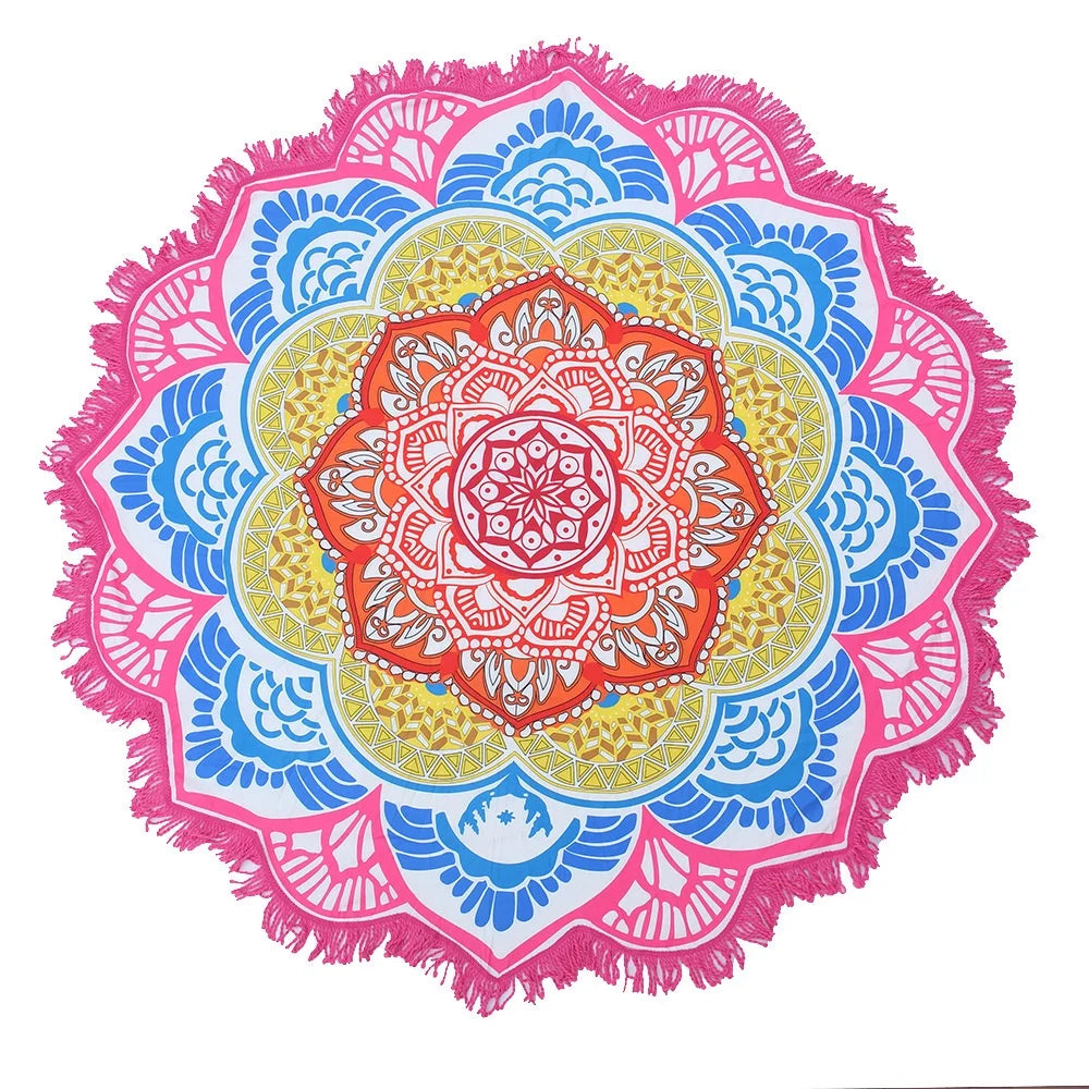 Large Microfiber Boho Mandala Beach Towel Round Bohemian Beach Blanket Hippie Indian Throw Blanket