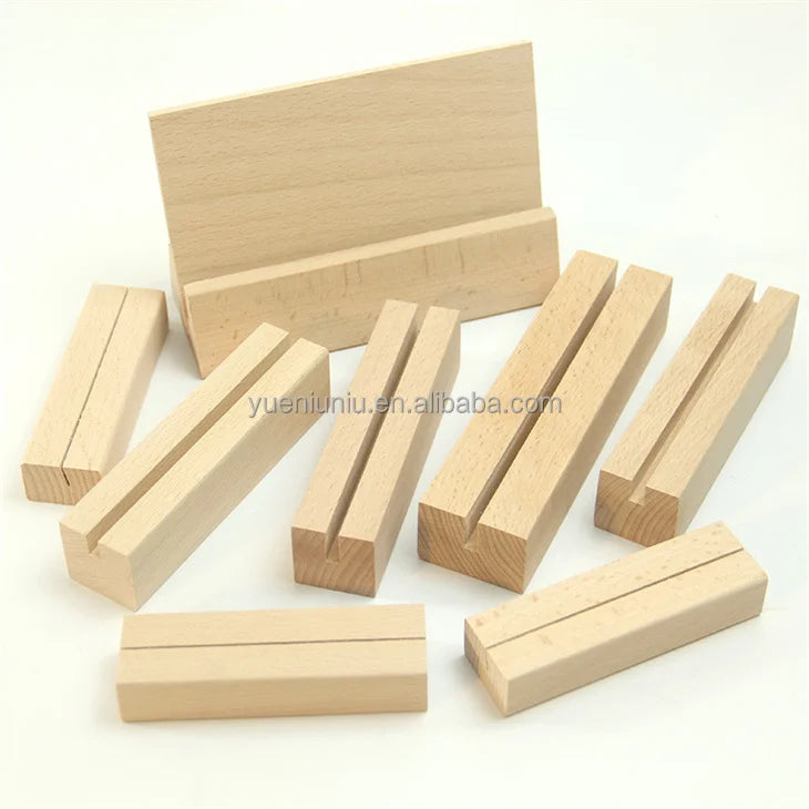 Wood Business Card Holder Photo Picture Table Menu Holder Displays Stands Wooden Support Base Decoration Souvenir Modern Beech