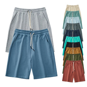 Mens Cotton Shorts Customized Logo Striped Pattern Breathable Eco-Friendly Gym Shorts 100% Cotton Material