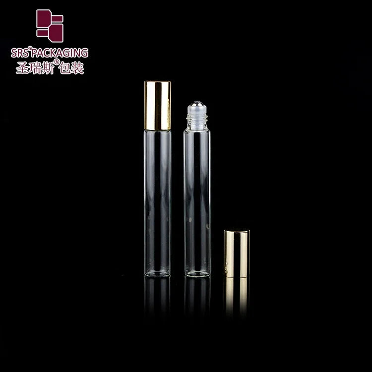 Small Order Quantity clear Color Mini Transparent Color Glass Perfume 10 ml Roller Ball Bottles