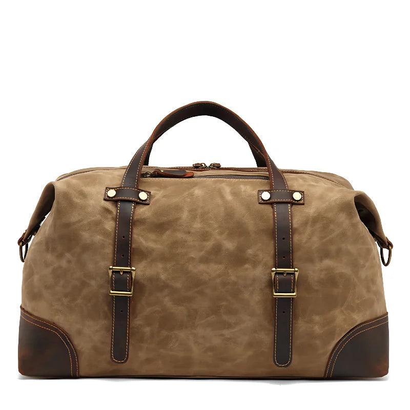 Vintage Style 16oz Canvas Duffel Bag with Zipper Closure Large Capacity Custom Gym Sports Luggage for Men Business Travel