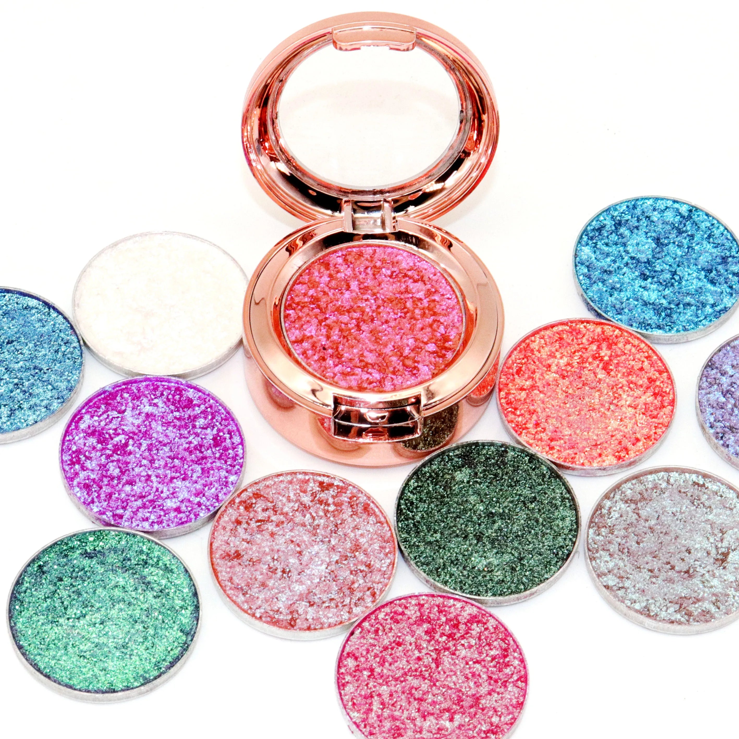 DIY Eyeshadow 12 Colors Vegan Duochrome Glitter Matte Shimmer Satin Pearl Single Eyeshadow