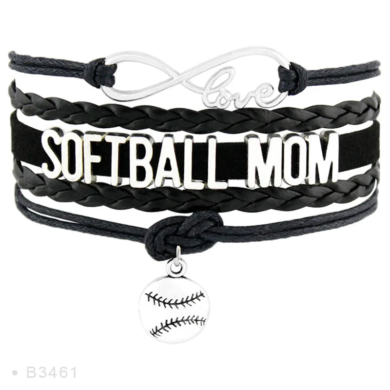 Factory Custom Made Infinity Love Softball Wrap Sports Gift for Softball Mom Fans Custom Dropshipping Mens Bracelets for Women