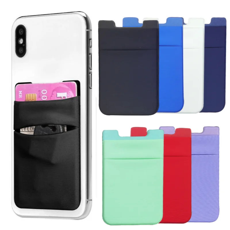 Lycra Phone Card Holder Sticker Cell Phone Card Pocket Sticker Stretchy Wallet Sleeve Pouch ID Credit Card Adhesive Pouch