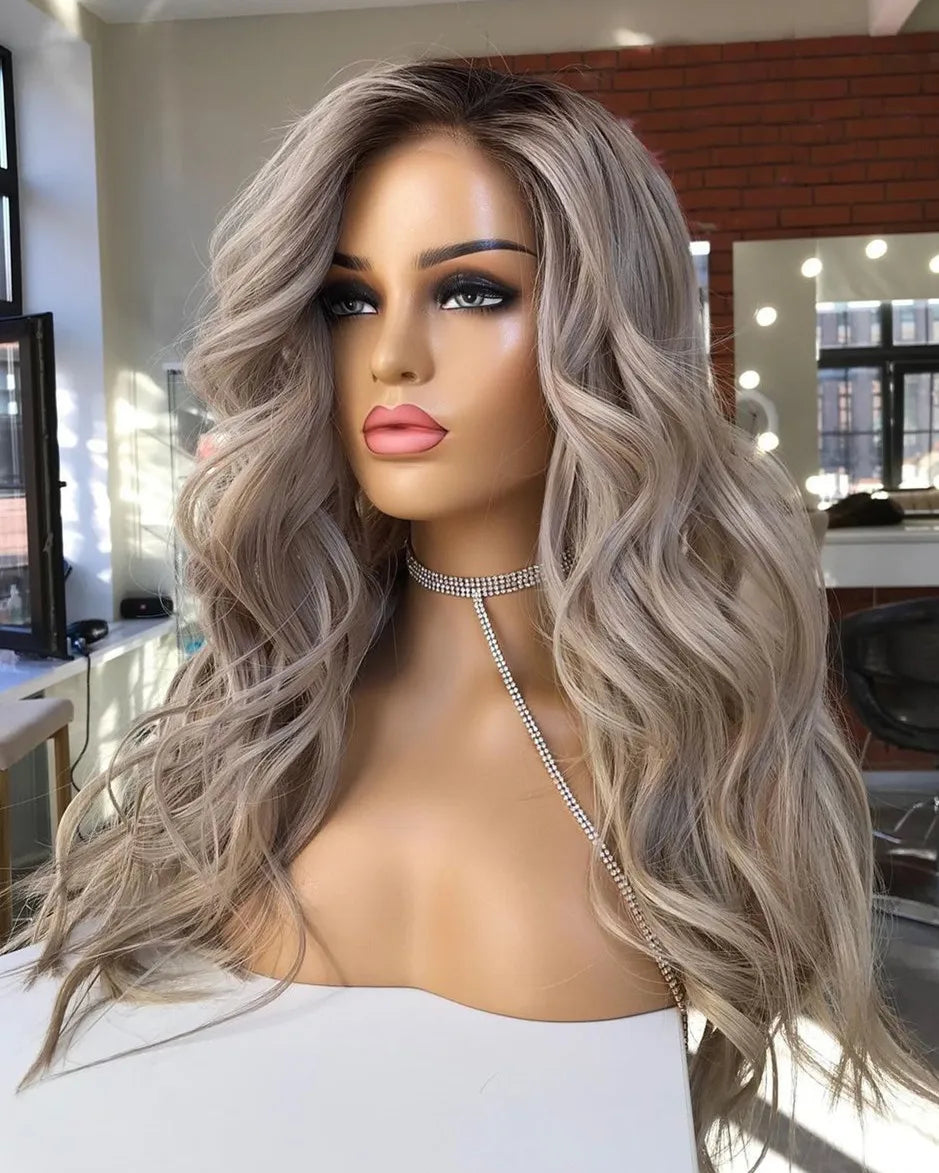 Unprocessed Raw Hair Platinum Highlights Color Body Wave Lace Front Wig European Human Hair HD Lace Front Wigs