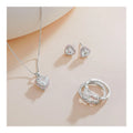 Romantic Wedding 925 Sterling Silver Luxury 5A Zircon Setting Pink Diamond Heart Shape Bridal Jewelry Set for Women
