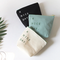 Eco-Friendly Canvas Wallet Simple Fresh Design Durable Small Portable Coin Purse with Zipper Fashionable Reusable Bag