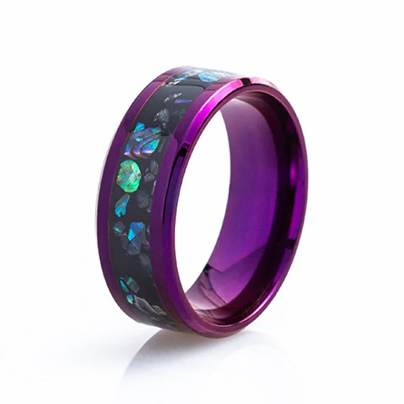 Punk Style Women Wholesale Jewelry Stainless Steel Abalone Shells Couple Rings