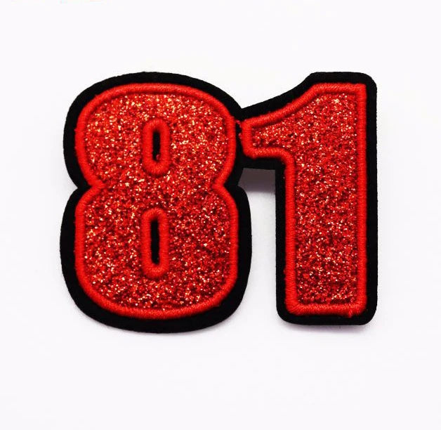 Gold Metallic Thread Shinny Letters Embroidered Patch Digital Fabric Garment Logo Patch with Lace Decoration