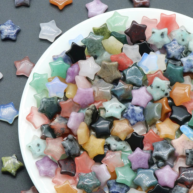 100pcs/bag Wholesale 15mm Natural Healing Crystals Craving Gemstone Stars Shape Stone for Home Decoration