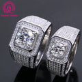 Free Shipping Fashion Men Ring Customized 14k Solid White Gold 1ct 2ct 3 Carats  Super White Moissanite Gold Ring for Man