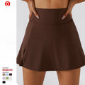 Custom New Fashion High Waist Women Tennis Sports Skirts Side Slit 2 in 1 Design Nude Feeling Yoga Gym Fitness Sports Shorts