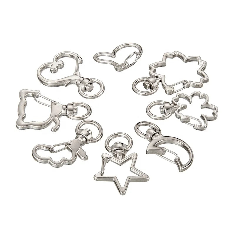 Promotional Cartoon Star Custom Logo Zinc Alloy Carabiner Silver Color Keyring Hook Snap Keychain