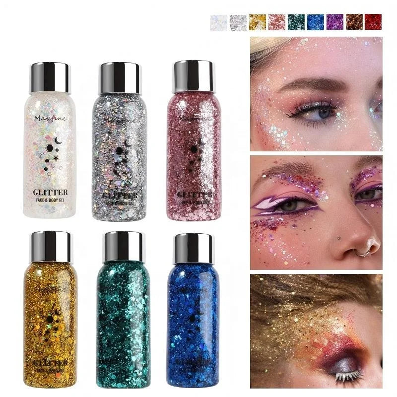 Wholesale Mermaid Sequins Liquid Eyeshadow Large Sequin Gel Glitter Face Eye Makeup Hair Body Nail Art Liquid Glitter Gel