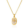 SSeesy New Arrival Enamel Flower Pendant Necklace 18K Gold Plated Stainless Steel Charm for Women Anniversary Jewelry Gift