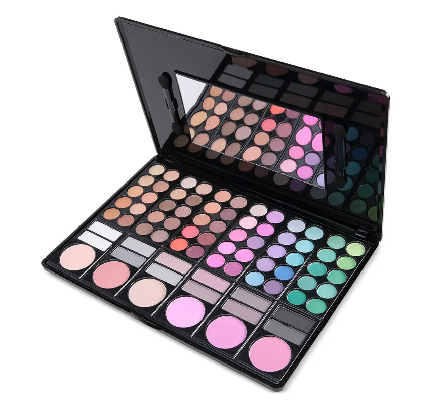 Factory Price Low MOQ 78 Colors Shimmer Eyeshadow Palette Private Logo Chemical Ingredient Makeup for Dark Skin