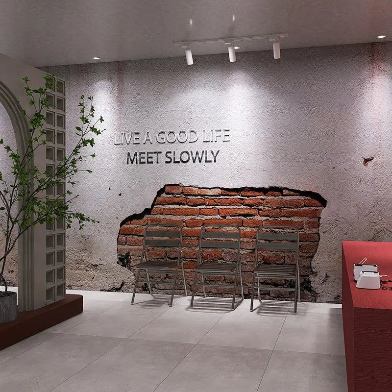 Retro Nostalgic Cement Gray 3D Wallpaper Bar Background Mural Decoration Hot Pot Restaurant Industrial Style Wallpaper