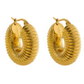 JINYOU 1659 Personalized Trendy Round Chunky Hoop Earrings Stainless Steel 18K Gold Plated Waterproof Fashion Trendy Jewelry