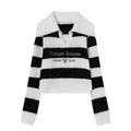 2024 OEM Neutral Youth Polo Knitted Sweater Long-sleeve Stripes  Jacquard logo Sweater Cotton Warm 7GG Turtle Neck Knit Sweater
