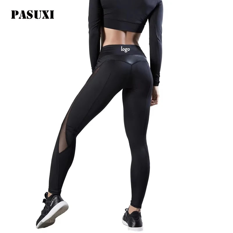 PASUXI Wholesale Women's High Waist Mesh Leggings - Breathable Patchwork Design for Sports Fitness Butt Lift Workout Pants