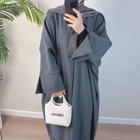 2023 New Autumn Thick Glitter Kimono Abaya Turkey Style Traditional Muslim Clothing Women Abaya Modest Dresses