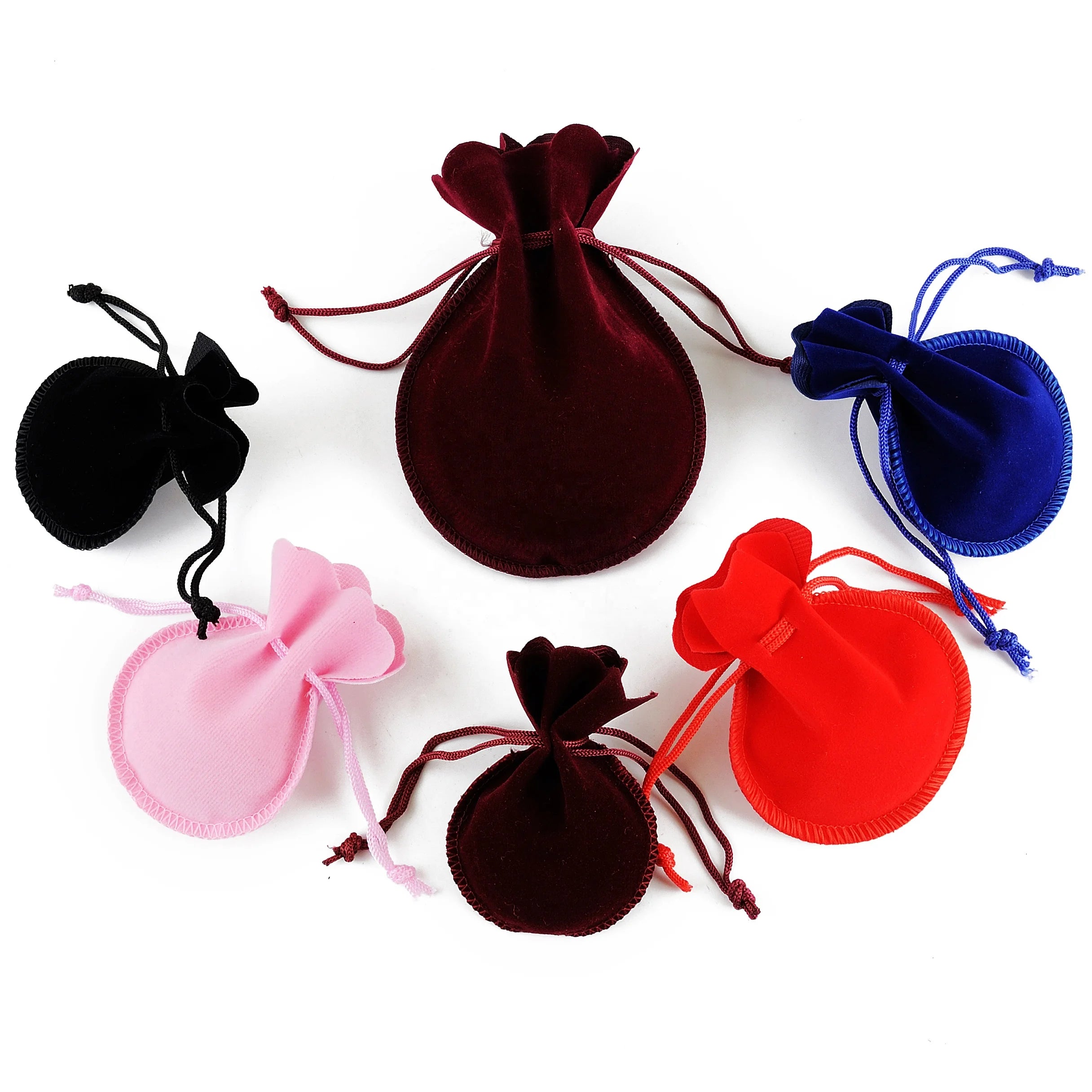Manufacturer Jewelry Gift Bags Jewelries Storage Round Drawstring Gourd Shape Jewelry Velvet Pouch