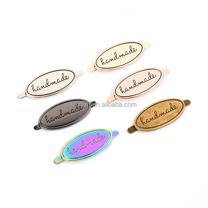 Wholesale Various Color Metal Handbag Label Tag Oval Handmade Labels