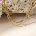 Chris April Custom 14k Gold Plated 316L Stainless Steel Minimalist Vintage Double Layered Twist Rope Chain Necklace for Women