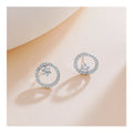Korean Fashion Style 925 Sterling Silver Wholesale Jewelry Zircon Insert Hollow Circle Stud Earrings for Women