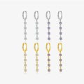 FUAMAY Fashion 925 Sterling Silver White Purple Zircon Flower Earrings for Women Long Drop Earrings