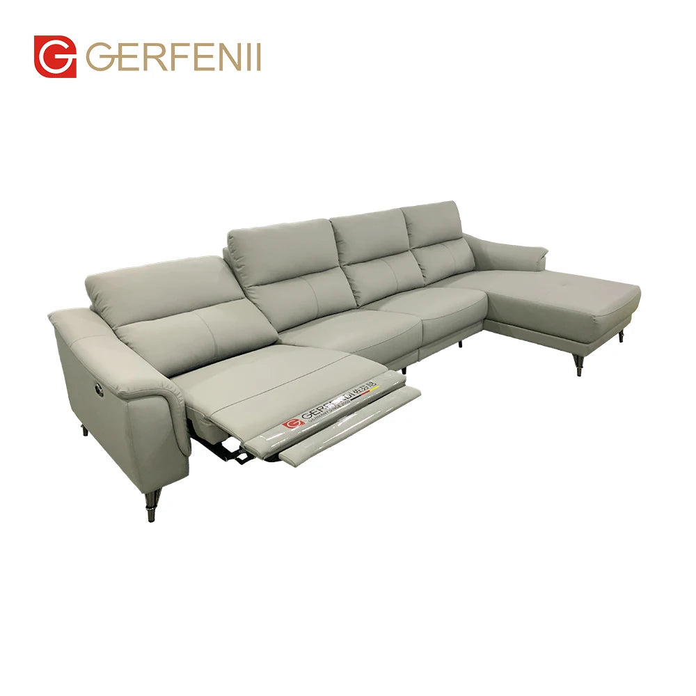 Luxury Modern Gray Couches Sofa Modular Imported Leather Living Room Furniture Lazy Sofa Recliner