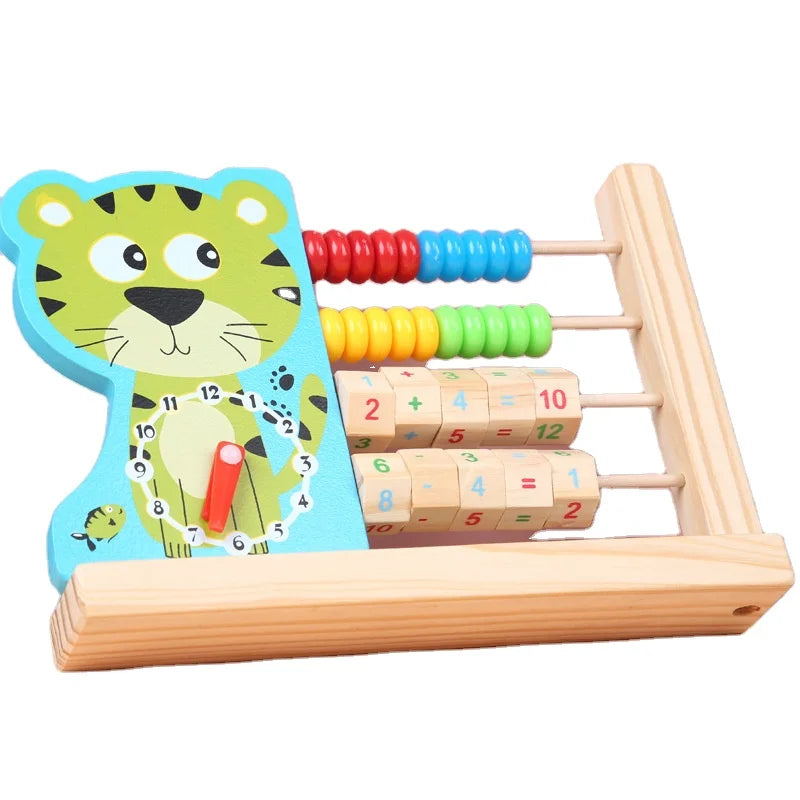 Children's Wooden Early Education Clock Animal Color Calculation Stand Arithmetic Intelligence Learning Teaching Aids
