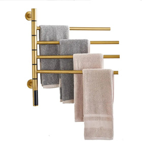 Bathroom Multilevel Rotate Towel Rack Wall-mounted Towel Rack Holder Double Swivel Towel Rail Bar