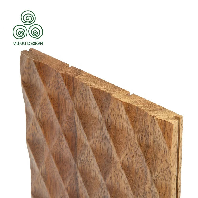 MUMU Various Material Carving Grooved Garden Bedroom Luxury 3D Effect Wave Wall Wooden Panel