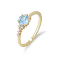 925 Sterling Silver Cushion Sky Blue Topaz Rings 14 K Gold Plated Topaz Ring for Women