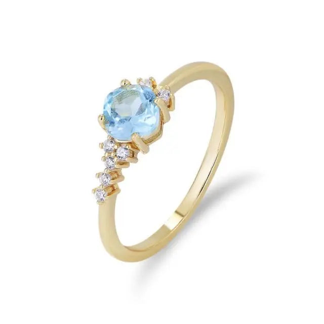 925 Sterling Silver Cushion Sky Blue Topaz Rings 14 K Gold Plated Topaz Ring for Women