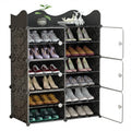 6-Tier Modern Extendable Foldable Plastic Shoe Rack with Frosted Doors for Home Hotel Mall & Apartment Living Room Furniture