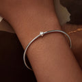 925 Sterling Silver Simple Zircon Bangle Shiny Star Bracelet for Women Valentine's Day Gift Platinum Plated Fine Jewelry BSB160