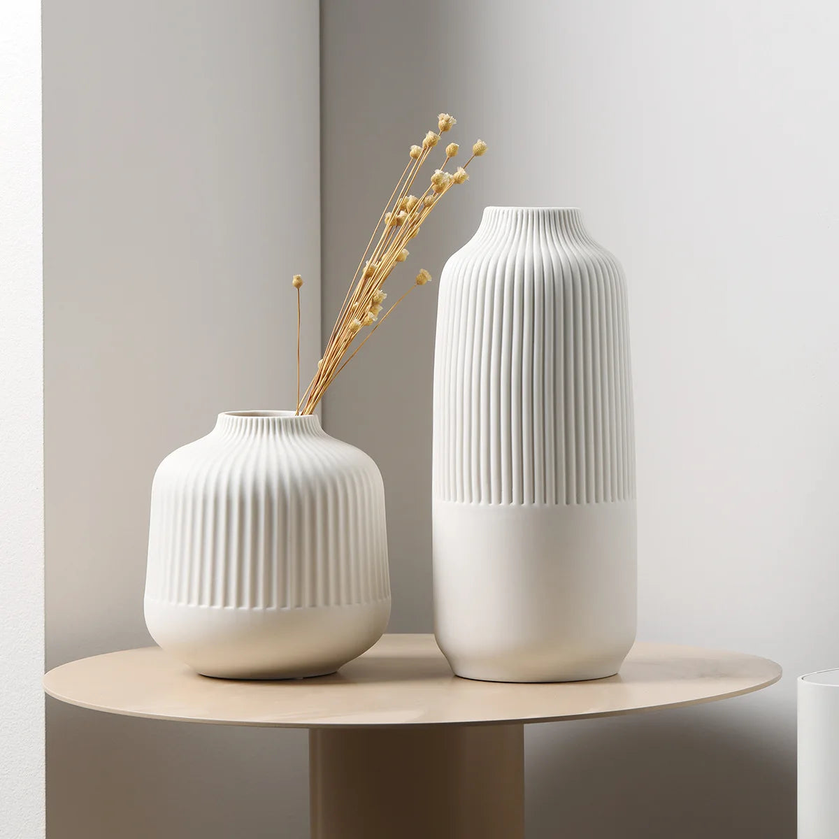 Ceramic Vase Ornaments High-end Decoration Light Luxury High-end Flower Arrangement Ins Style Ceramic White Vase