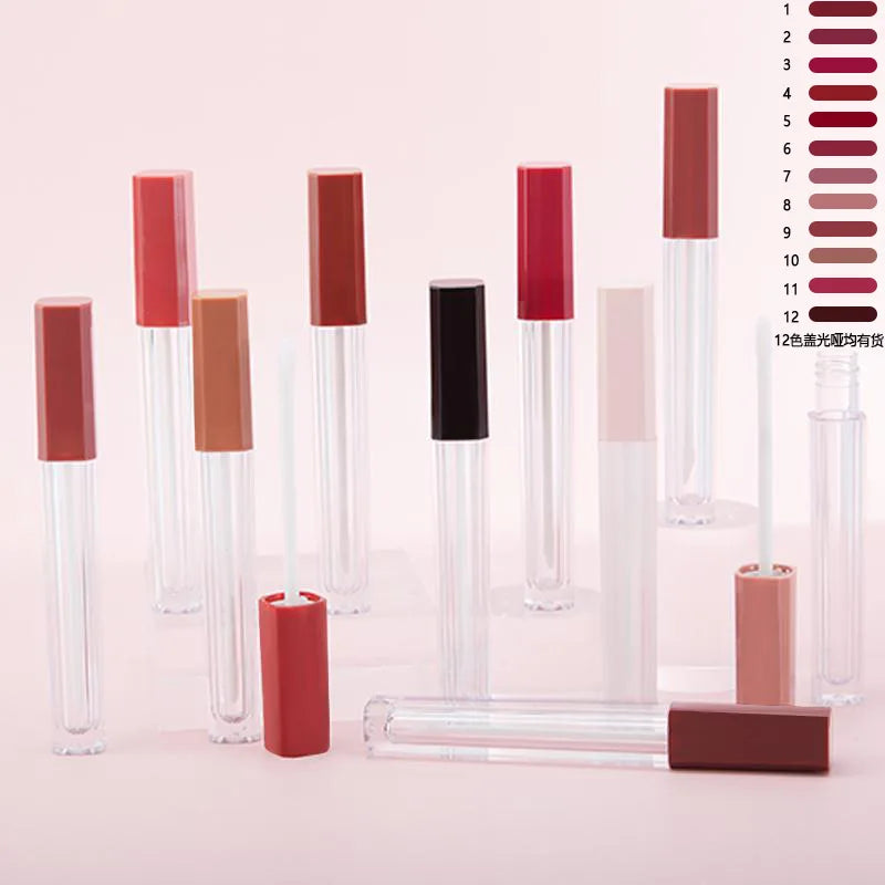 Rectangle Empty Lip Gloss Tubes 5ml DIY Refillable Matte Lip Glaze Bottles Custom Logo Printing Cosmetic Packaging Bulk